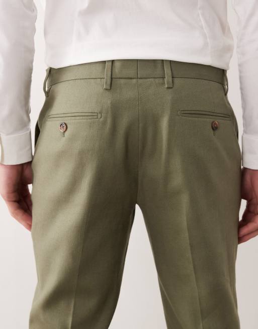 ASOS DESIGN – Eng geschnittene Anzughose in Grün mit hohem Leinenanteil , 5 von 5
