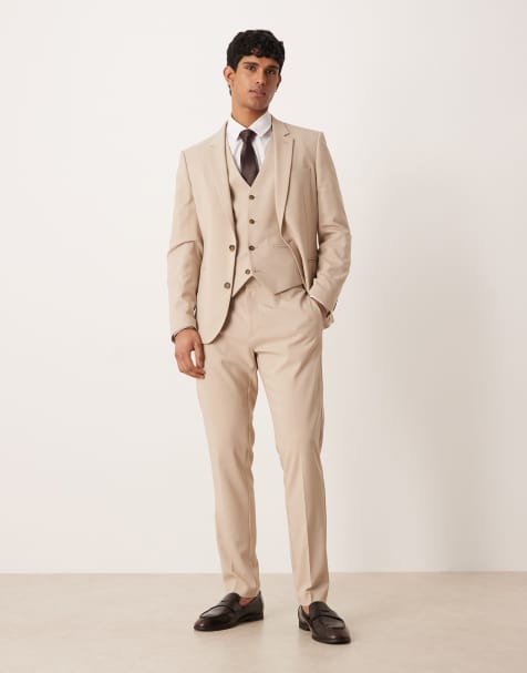 ASOS DESIGN – Eng geschnittene Anzughose in hellem Stone - view 1