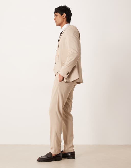 ASOS DESIGN – Eng geschnittene Anzughose in hellem Stone, 3 von 5