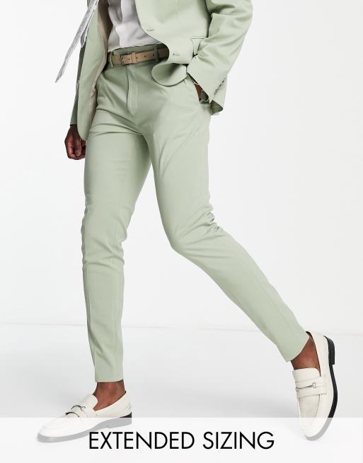 ASOS DESIGN – Eng geschnittene Anzughose in Salbeigrün