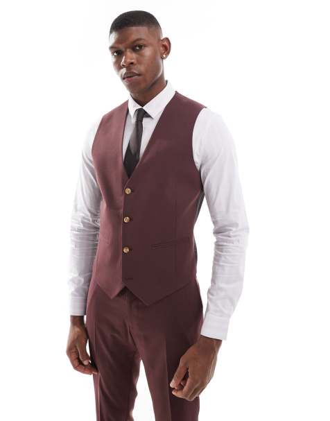 ASOS DESIGN – Eng geschnittene Anzugweste in Braun - view 1