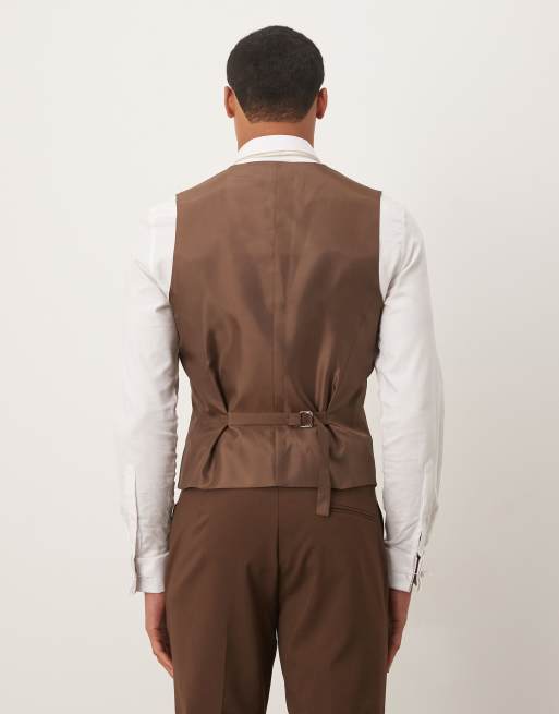 ASOS DESIGN – Eng geschnittene Anzugweste in Dunkelbraun, 3 von 5