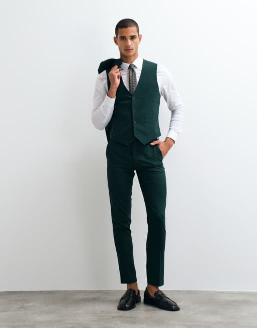 ASOS DESIGN – Eng geschnittene Anzugweste in Dunkelgrün, 2 von 5