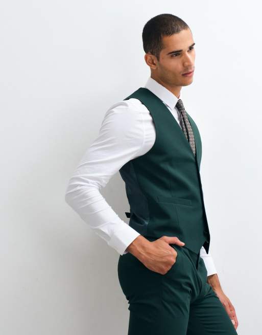 ASOS DESIGN – Eng geschnittene Anzugweste in Dunkelgrün, 4 von 5
