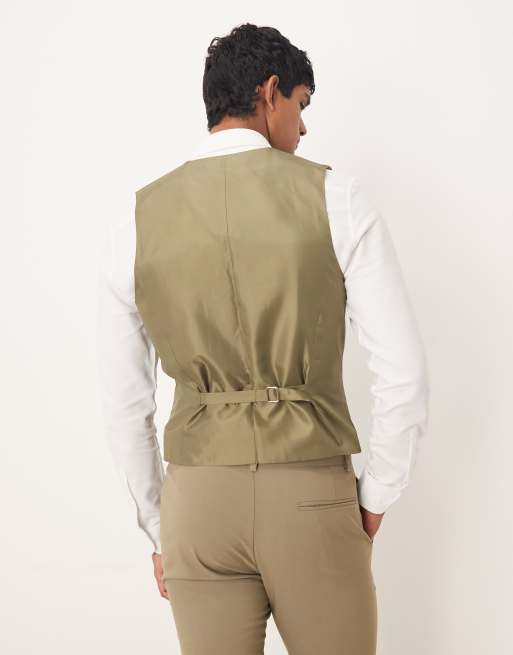 ASOS DESIGN – Eng geschnittene Anzugweste in Khaki, 3 von 5