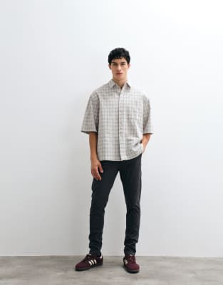 Eng geschnittene Chinohose in Anthrazit-Grau Grau 50 Regular
