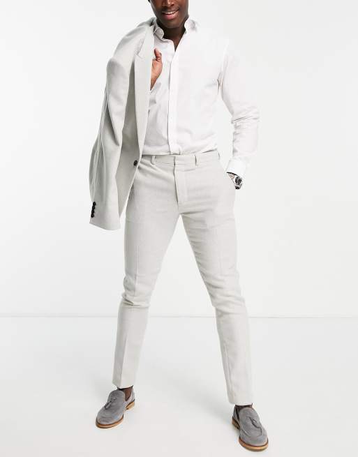 ASOS DESIGN – Eng geschnittene Hose aus Twill-Wollmix in Eisgrau, 4 von 4
