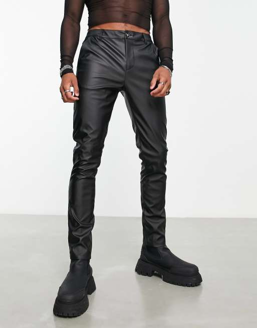 ASOS DESIGN – Eng geschnittene Hose in mattschwarzer Lederoptik, 2 von 4