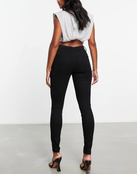 ASOS DESIGN – Eng geschnittene Jeans in reinem Schwarz - view 1