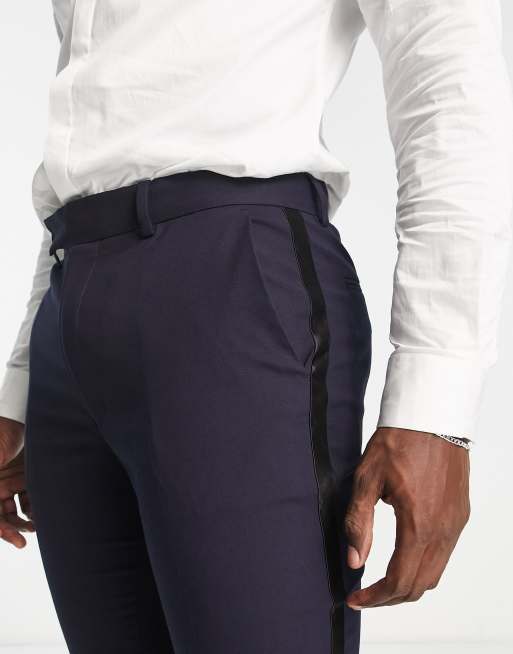 ASOS DESIGN – Eng geschnittene Smokinghose in Marineblau, 3 von 4