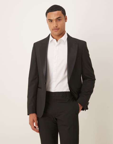 ASOS DESIGN – Eng geschnittene Smokingjacke in Schwarz - view 1