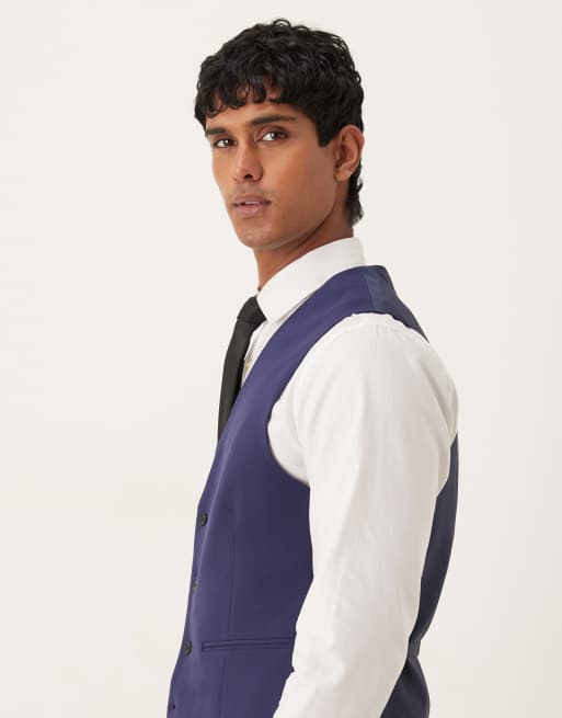 ASOS DESIGN – Eng geschnittene Stretch-Anzugweste in Marineblau, 4 von 5