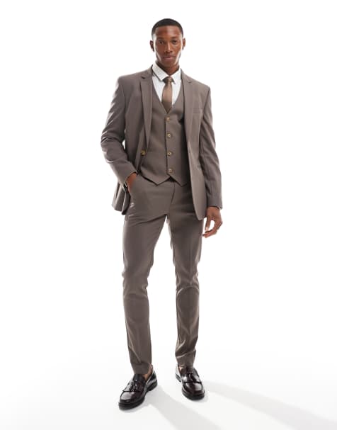 ASOS DESIGN – Eng geschnittener Anzug in Nerzbraun - view 1