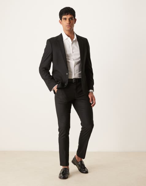 ASOS DESIGN – Eng geschnittener Anzug in Schwarz - view 1