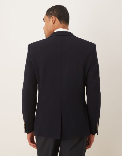 ASOS DESIGN – Eng geschnittener Blazer mit Mikrostruktur in Marineblau, 3 von 5