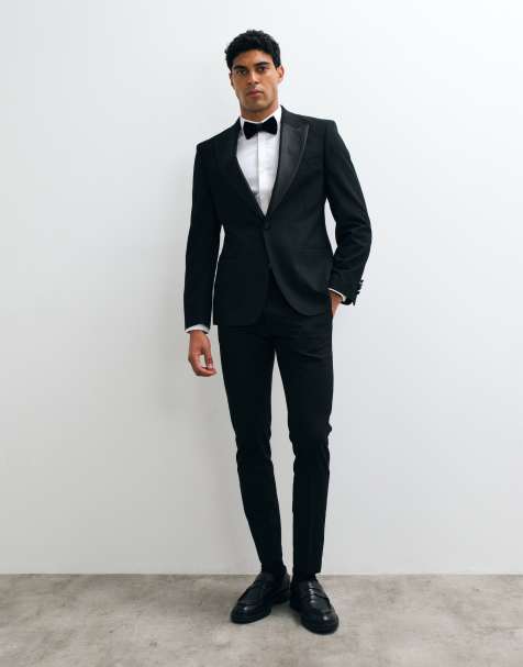 ASOS DESIGN – Eng geschnittener Smoking in Schwarz, bestehend aus eng geschnittener Smokingjacke und -hose - view 1