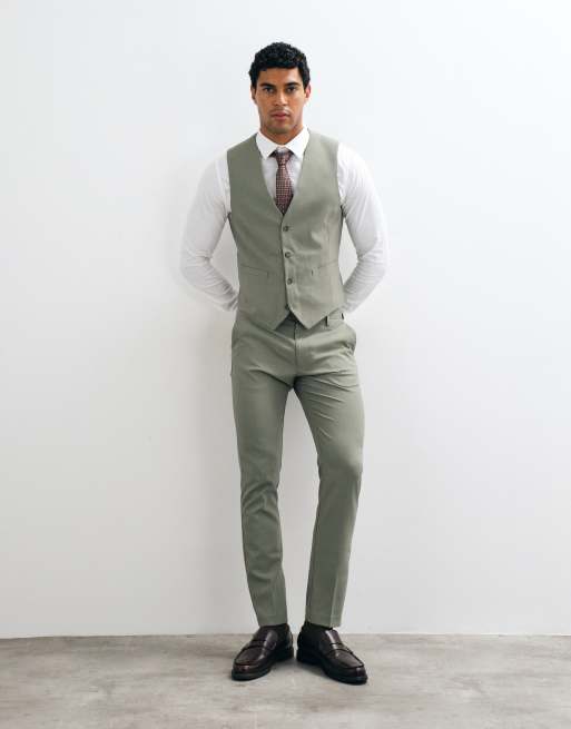 ASOS DESIGN – Eng geschnittener Anzug in Khaki, 4 von 4