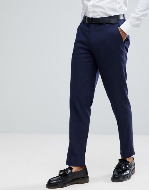 ASOS DESIGN – Enge Anzughose in Marineblau