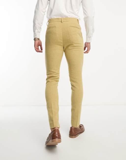 ASOS DESIGN – Enge Anzughose in Steingrau aus Wollmischung mit Fischgrätmuster, 2 von 5