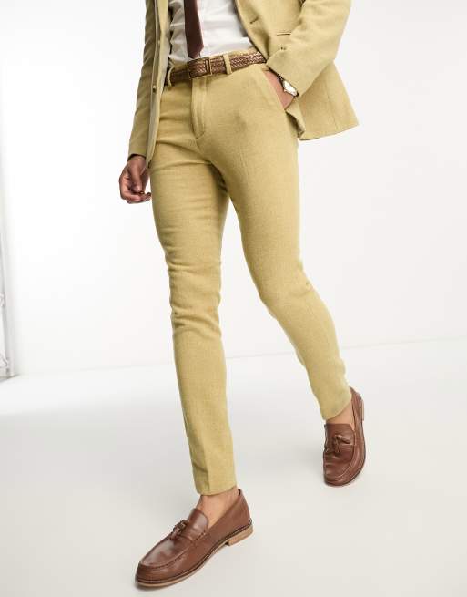 ASOS DESIGN – Enge Anzughose in Steingrau aus Wollmischung mit Fischgrätmuster, 5 von 5
