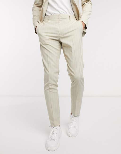 ASOS DESIGN – Eng geschnittener Anzug in Stone mit Nadelstreifen, 3 von 3