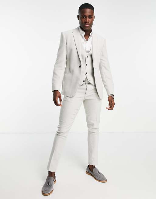 ASOS DESIGN – Enge Anzugjacke aus Twill-Wollmischgewebe in Eisgrau, 4 von 4
