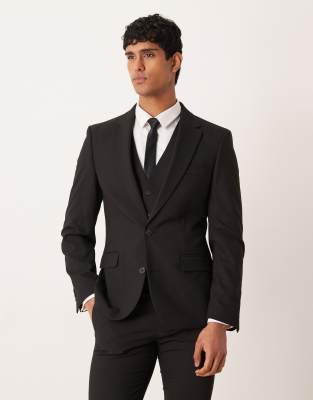 Enge Anzugjacke in Schwarz Schwarz 48 Short