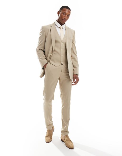 ASOS DESIGN – Enge Anzugjacke in Stone