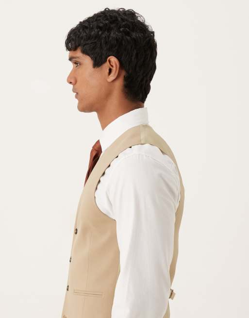 ASOS DESIGN – Enge Anzugweste in Beige, 4 von 5