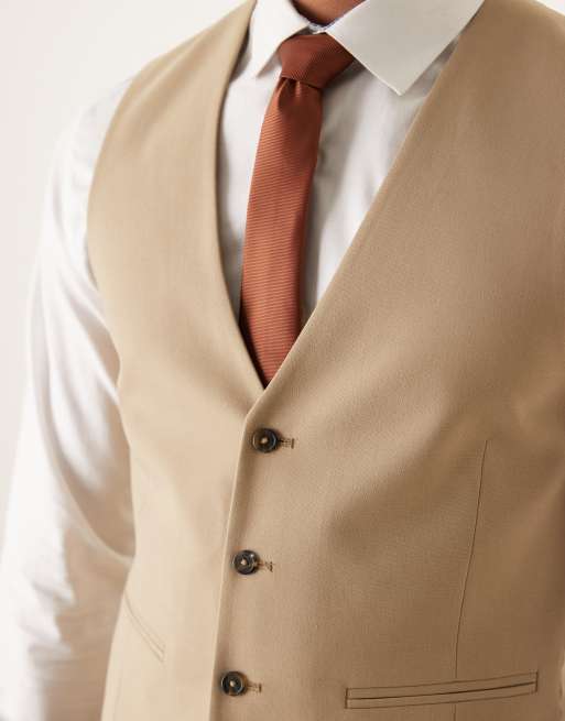 ASOS DESIGN – Enge Anzugweste in Beige, 5 von 5