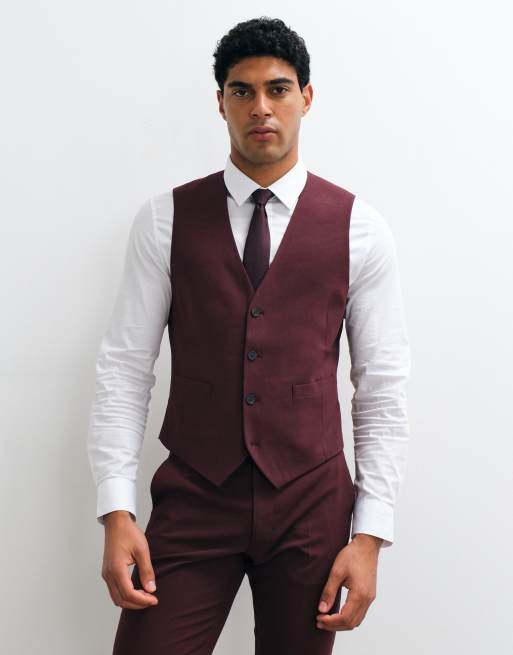ASOS DESIGN – Eng geschnittener Anzug in Burgunderrot, 4 von 4