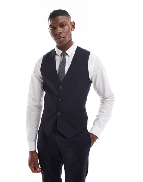 ASOS DESIGN – Enge Anzugweste in Navy - view 1