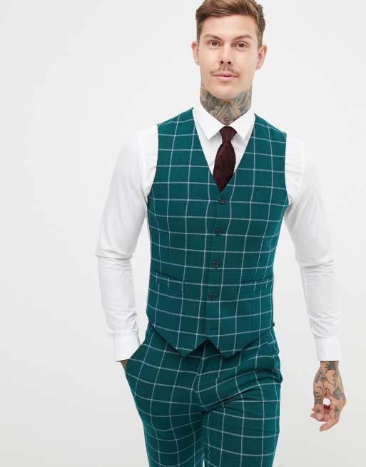 ASOS DESIGN – Enger Anzug in Tannengrün mit Karomuster, 4 von 4