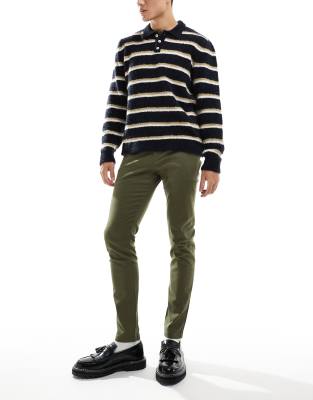 Enge Chinohose in Khaki-Grün Grün 46 Regular