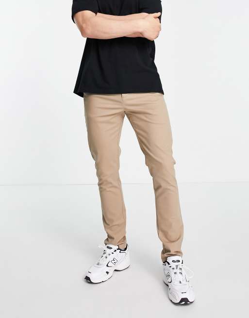 ASOS DESIGN – Enge Chinohose in Stone