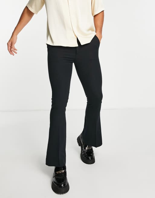 ASOS DESIGN – Enge, elegante Hose mit ausgestelltem Bein in Schwarz