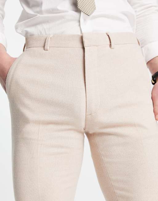 ASOS DESIGN – Enge Hose aus Wollmix in Steinbeige mit Panamabindung, 3 von 4