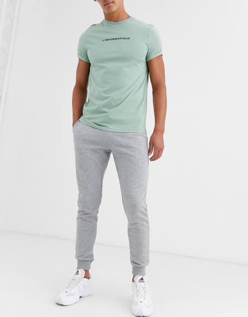 ASOS DESIGN – Enge Jogginghose in Kalkgrau