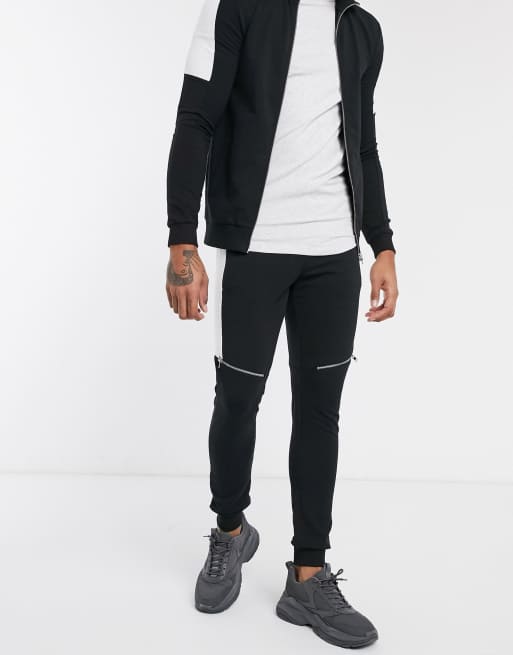 ASOS DESIGN – Schwarzes Set mit weißen Seitenstreifen, 3 von 3
