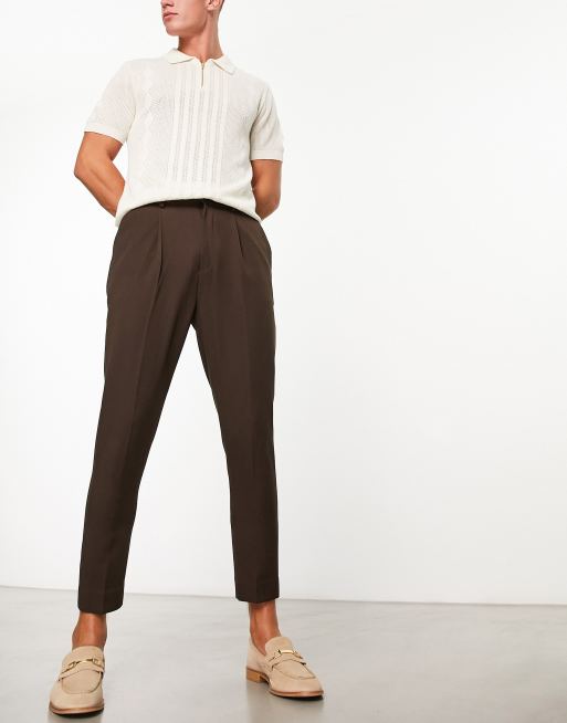 ASOS DESIGN – Enge Karottenhose in Braun
