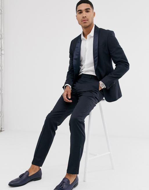 ASOS DESIGN – Enge Smokinghose aus marineblauer Wolle, 4 von 4