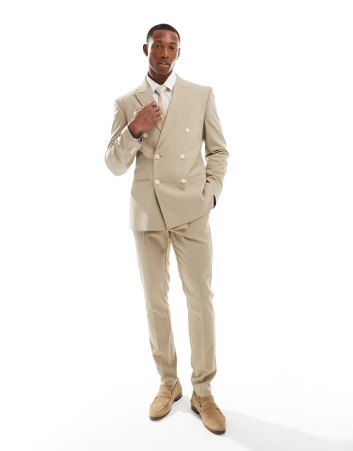 ASOS DESIGN – Enger Anzug in Stone