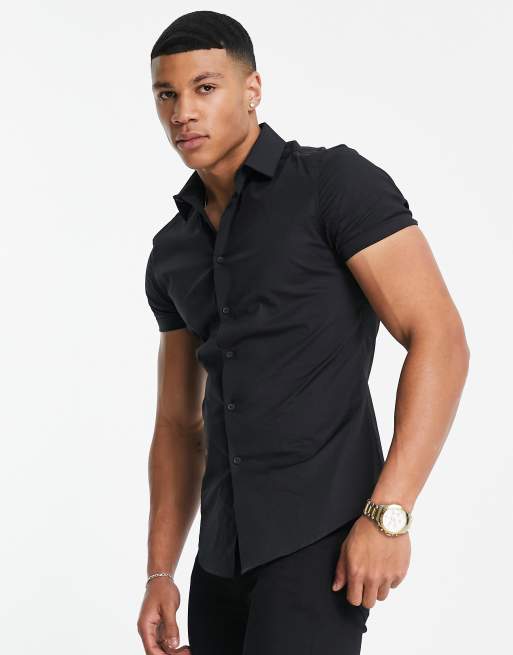 ASOS DESIGN – Enges Hemd in Schwarz