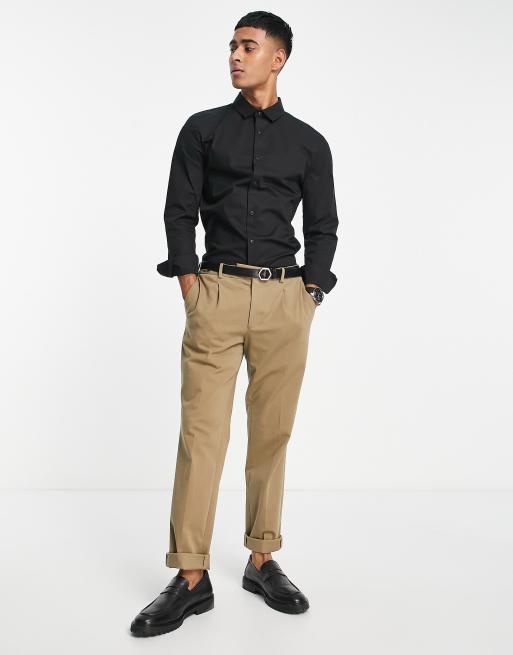 ASOS DESIGN – Enges Hemd in Schwarz
