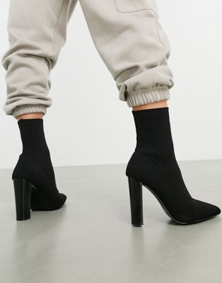 black knitted sock boots