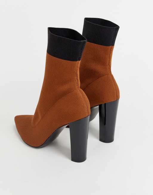 Bottines chaussettes talon carré hot sale