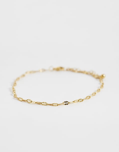 ASOS DESIGN - Enkelbandje van waterbestendig roestvrij staal met papier-ketting ontwerp in goudkleur - view 1