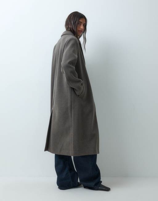 ASOS DESIGN enkelknäppt chuck on-overcoat i taupe melange, 2 av 4