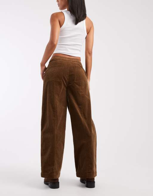 ASOS DESIGN - Enkellange corduroy broek met wijde pijpen in biscuit, 3 van 5