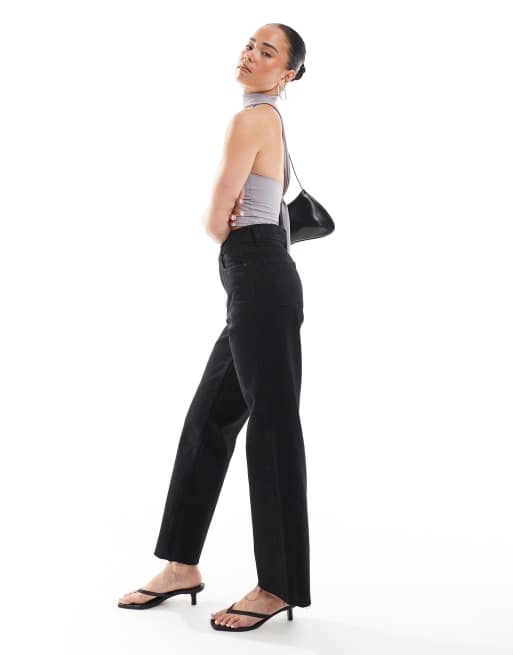 ASOS DESIGN - Enkellange jeans met rechte pijpen in effen zwart, 3 van 5
